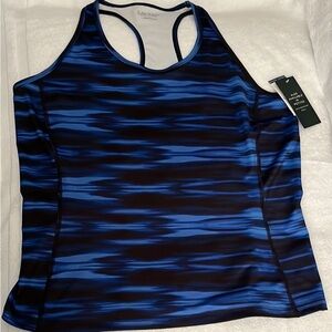 RALPH LAUREN Blue and Black Patterned Tank Top new